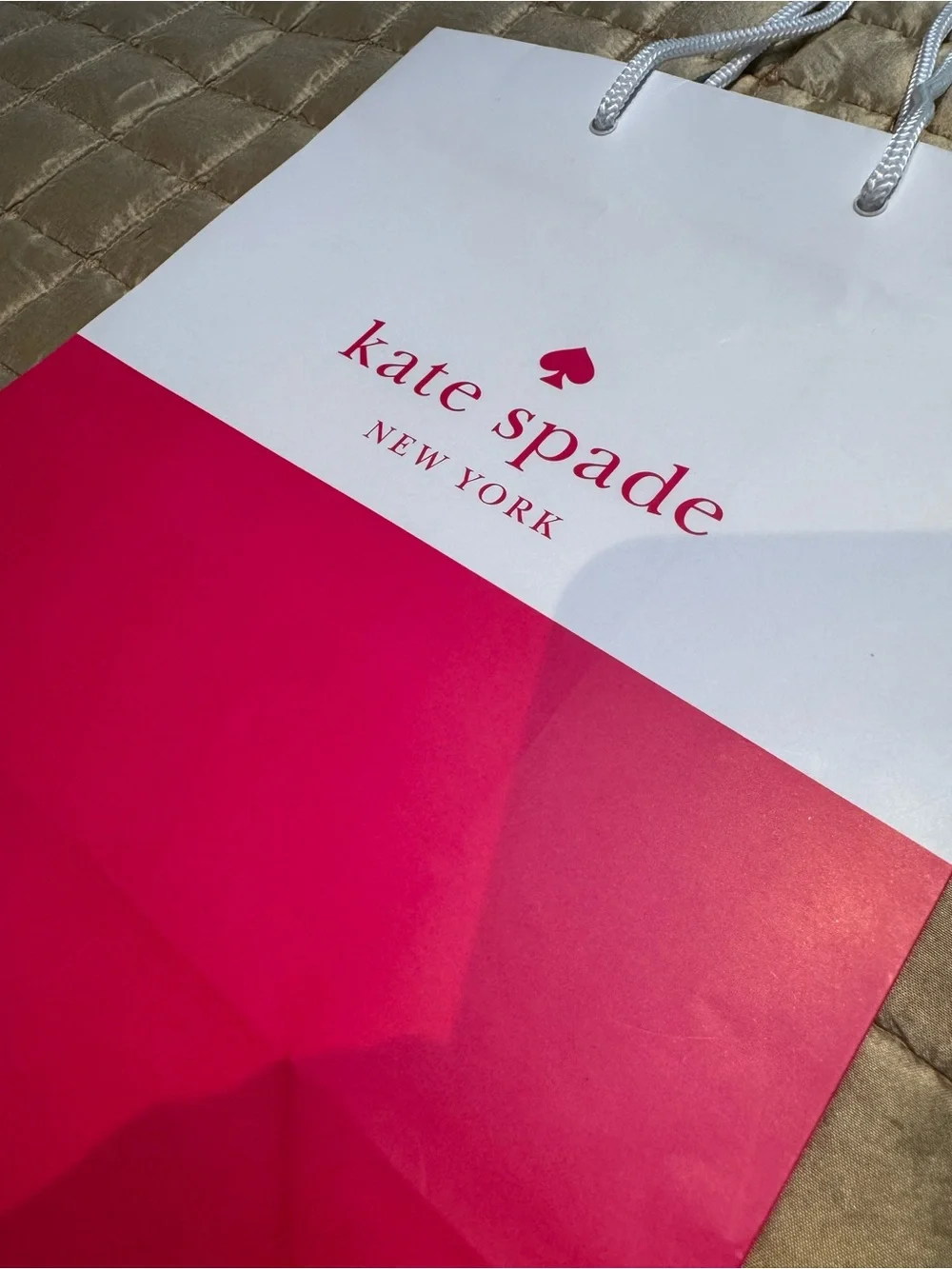 Kate Spade White and Hot Pink Two-Tone Gift Bag